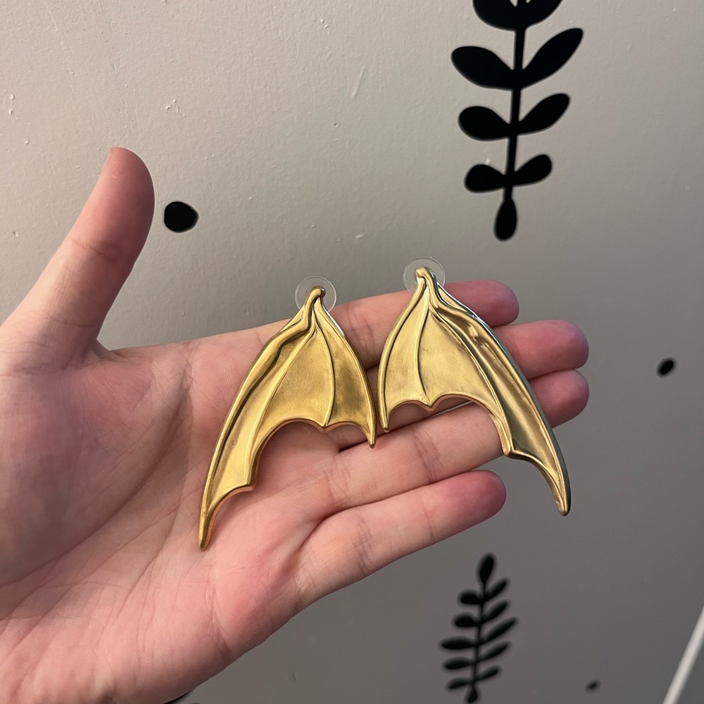 Brass Batwing Earrings